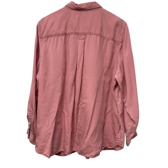 Talbots Womens Top Plus Size 3X Petite Pink Distressed Button Up Shirt Lyocell - Picture 3 of 10